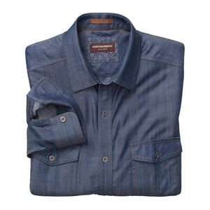 Johnston Murphy Double-Pocket Denim Button Down Shirt Casual XXL EUC.‎ MSRP $98